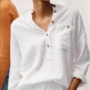 Madewell linen-blend novella popover tunic top